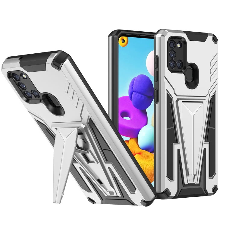 For Samsung Galaxy A21 US Version Super V Armor PC + TPU Shockproof Case with Invisible Holder