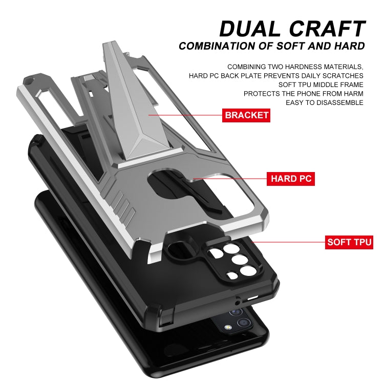 For Samsung Galaxy A21 US Version Super V Armor PC + TPU Shockproof Case with Invisible Holder