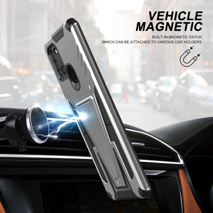 For Samsung Galaxy A21 US Version Super V Armor PC + TPU Shockproof Case with Invisible Holder