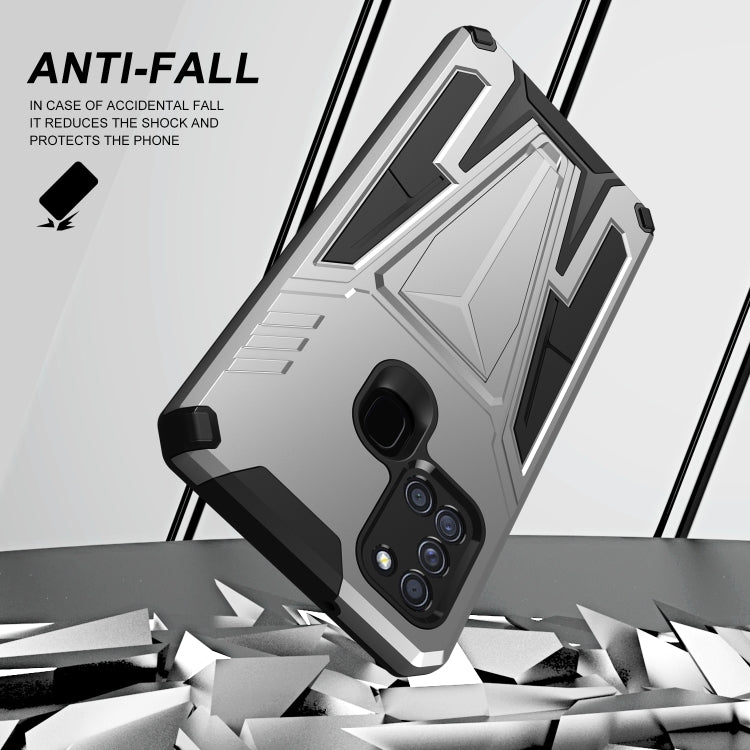 For Samsung Galaxy A21 US Version Super V Armor PC + TPU Shockproof Case with Invisible Holder
