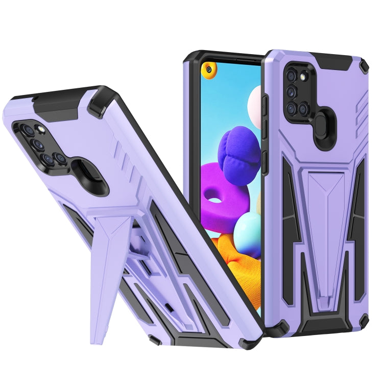 For Samsung Galaxy A21 US Version Super V Armor PC + TPU Shockproof Case with Invisible Holder