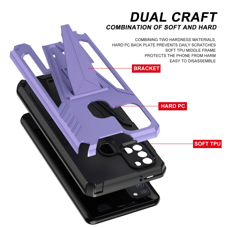 For Samsung Galaxy A21 US Version Super V Armor PC + TPU Shockproof Case with Invisible Holder