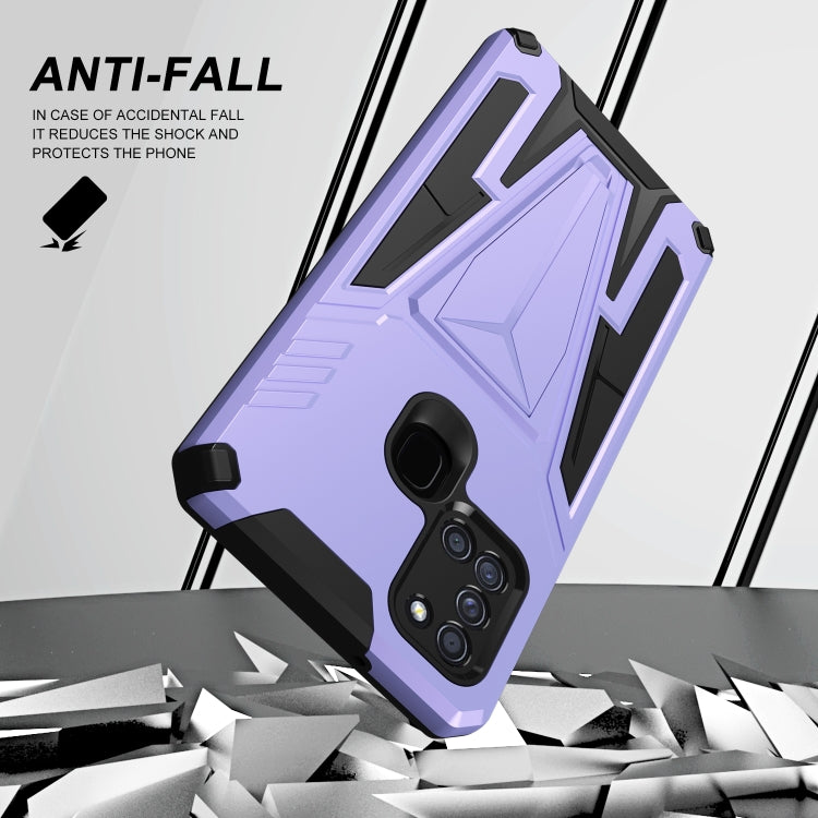 For Samsung Galaxy A21 US Version Super V Armor PC + TPU Shockproof Case with Invisible Holder