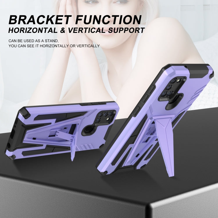 For Samsung Galaxy A21 US Version Super V Armor PC + TPU Shockproof Case with Invisible Holder