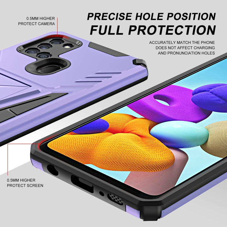 For Samsung Galaxy A21 US Version Super V Armor PC + TPU Shockproof Case with Invisible Holder