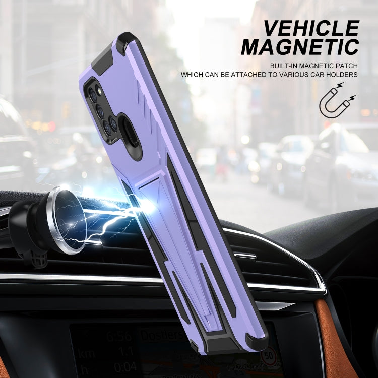 For Samsung Galaxy A21 US Version Super V Armor PC + TPU Shockproof Case with Invisible Holder