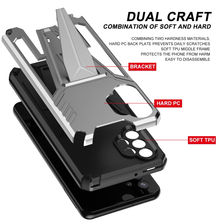 For Samsung Galaxy A32 5G Super V Armor PC + TPU Shockproof Case with Invisible Holder