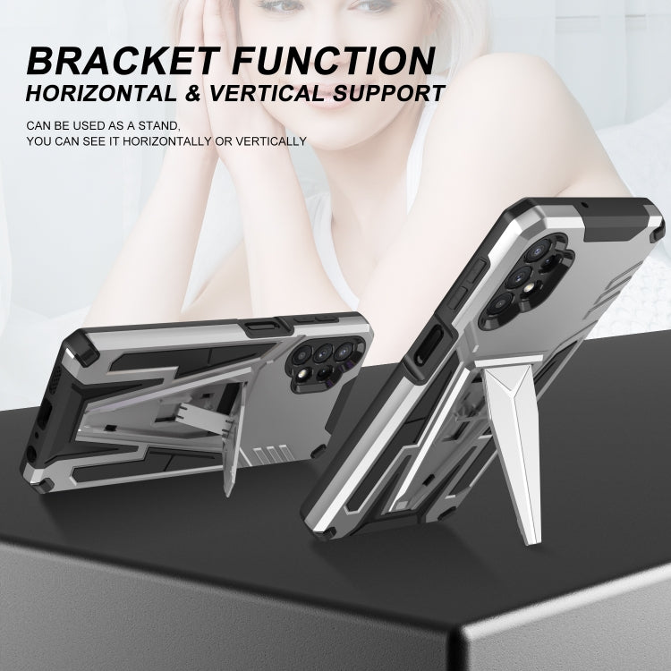 For Samsung Galaxy A32 5G Super V Armor PC + TPU Shockproof Case with Invisible Holder