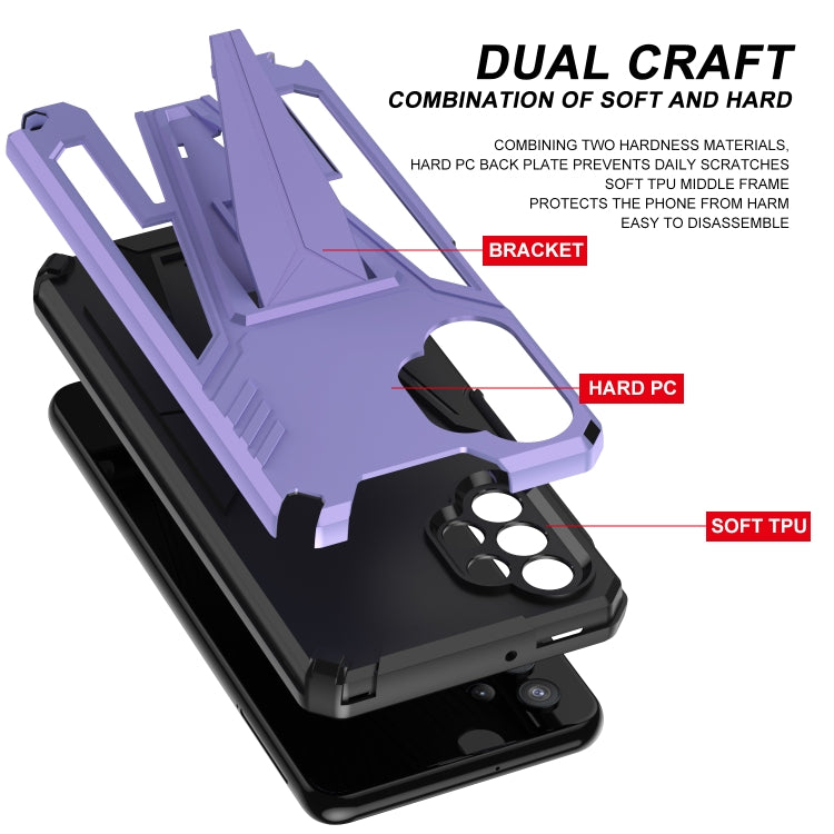 For Samsung Galaxy A32 5G Super V Armor PC + TPU Shockproof Case with Invisible Holder