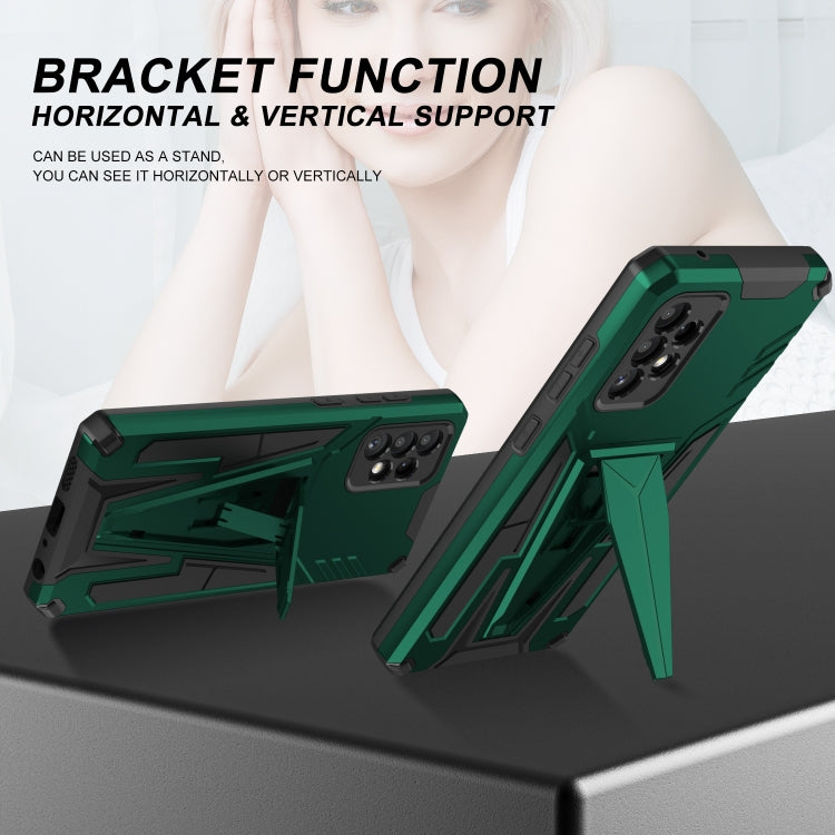 For Samsung Galaxy A72 4G / 5G Super V Armor PC + TPU Shockproof Case with Invisible Holder