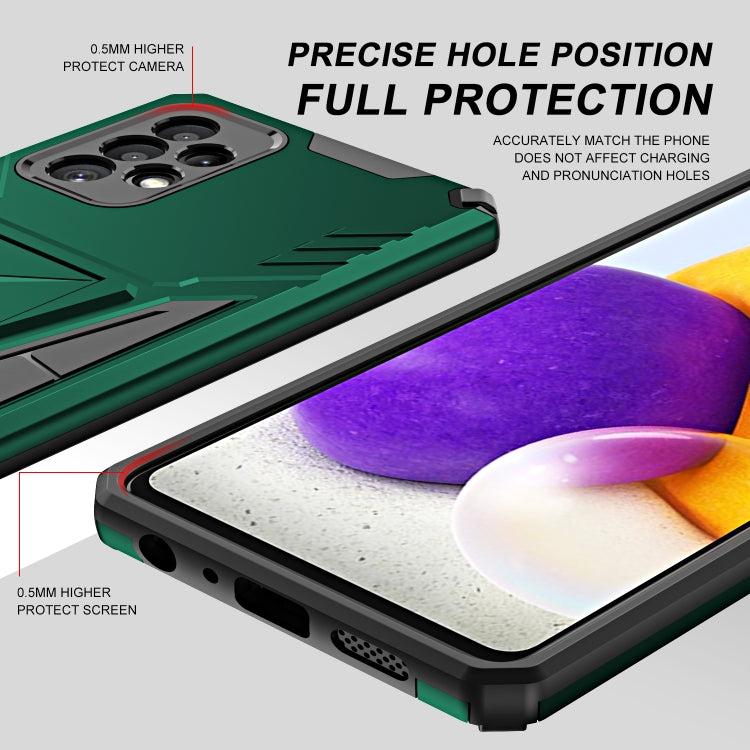 For Samsung Galaxy A72 4G / 5G Super V Armor PC + TPU Shockproof Case with Invisible Holder