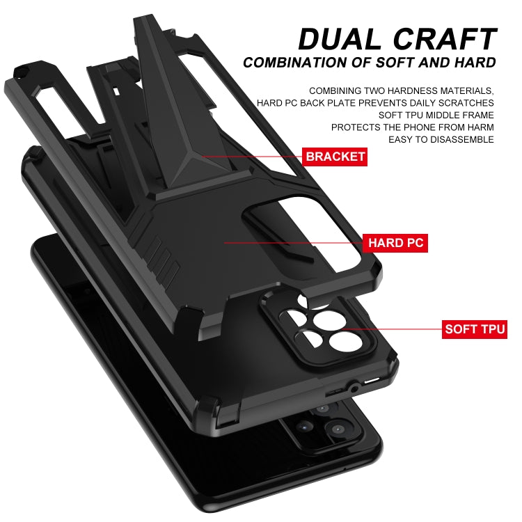 For Samsung Galaxy A72 4G / 5G Super V Armor PC + TPU Shockproof Case with Invisible Holder