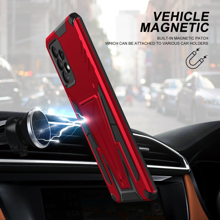 For Samsung Galaxy A72 4G / 5G Super V Armor PC + TPU Shockproof Case with Invisible Holder