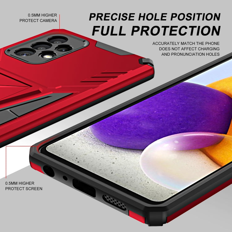 For Samsung Galaxy A72 4G / 5G Super V Armor PC + TPU Shockproof Case with Invisible Holder