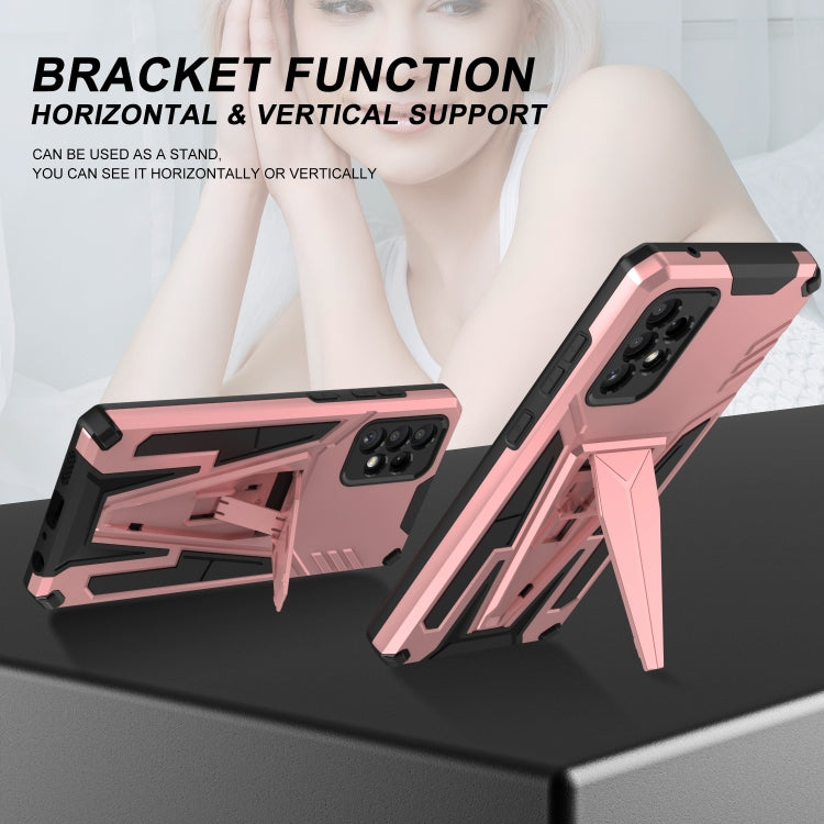 For Samsung Galaxy A72 4G / 5G Super V Armor PC + TPU Shockproof Case with Invisible Holder
