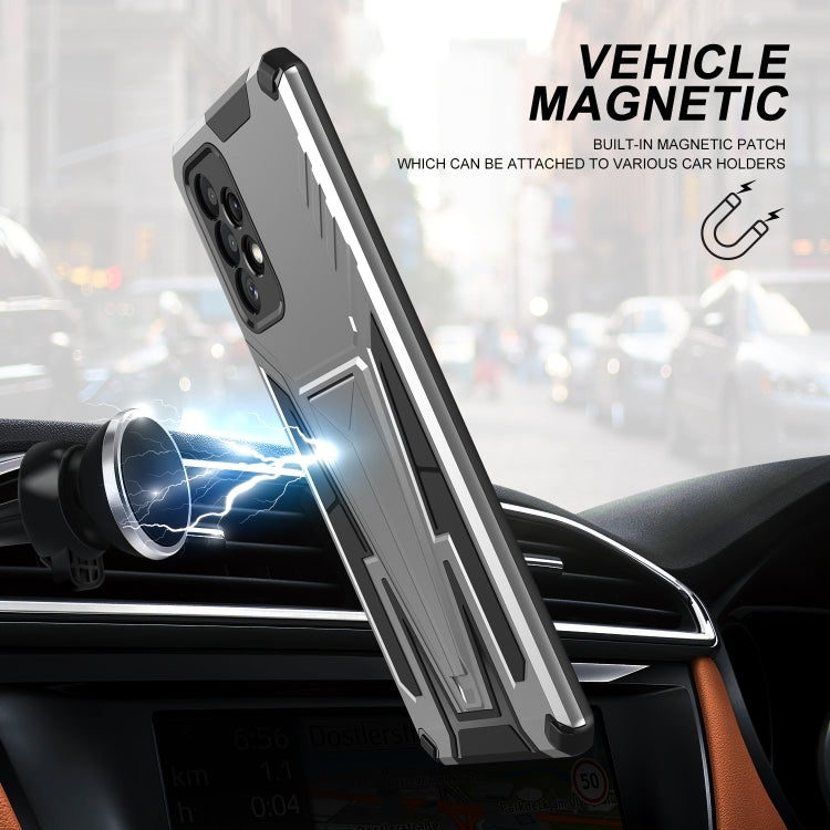 For Samsung Galaxy A72 4G / 5G Super V Armor PC + TPU Shockproof Case with Invisible Holder