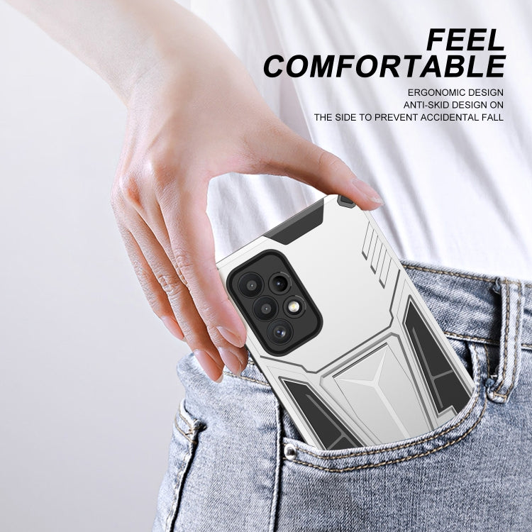 For Samsung Galaxy A72 4G / 5G Super V Armor PC + TPU Shockproof Case with Invisible Holder