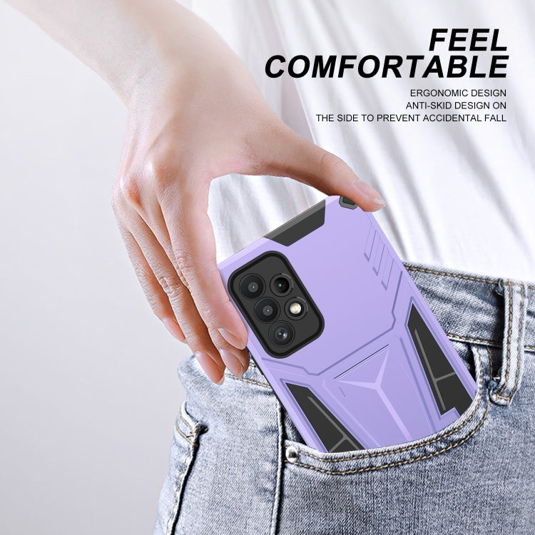 For Samsung Galaxy A72 4G / 5G Super V Armor PC + TPU Shockproof Case with Invisible Holder