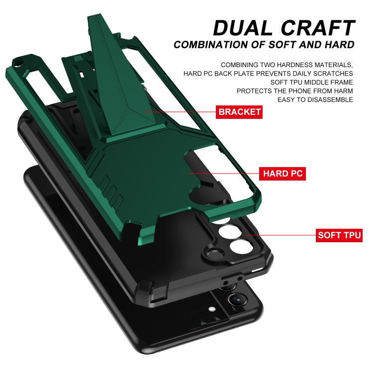 For Samsung Galaxy S21 5G Super V Armor PC + TPU Shockproof Case with Invisible Holder