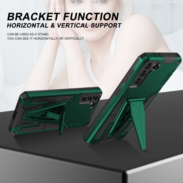 For Samsung Galaxy S21 5G Super V Armor PC + TPU Shockproof Case with Invisible Holder