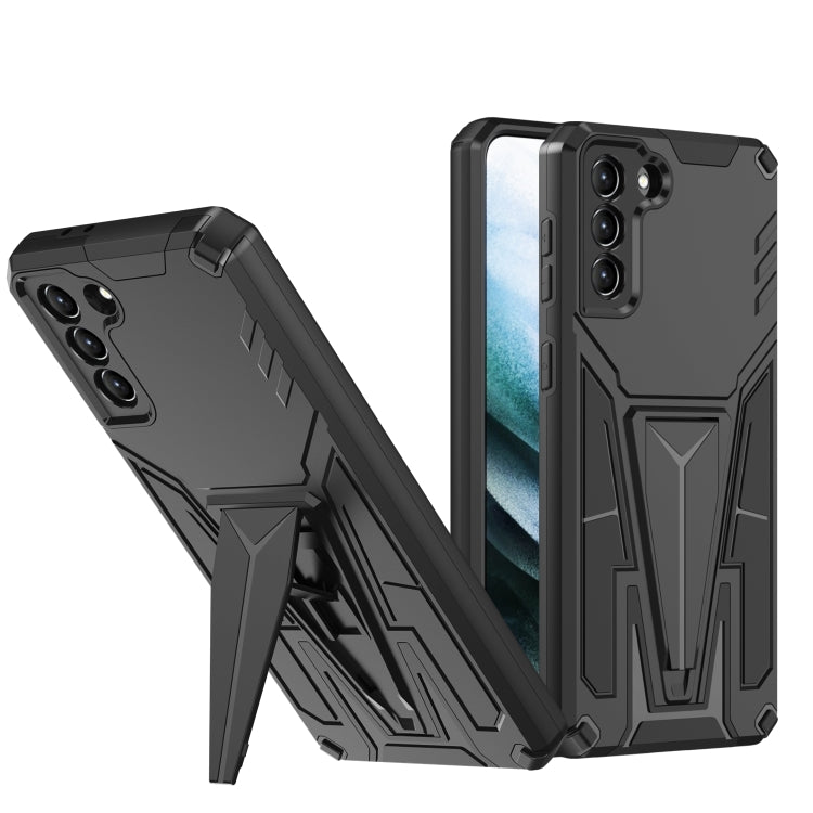 For Samsung Galaxy S21 5G Super V Armor PC + TPU Shockproof Case with Invisible Holder