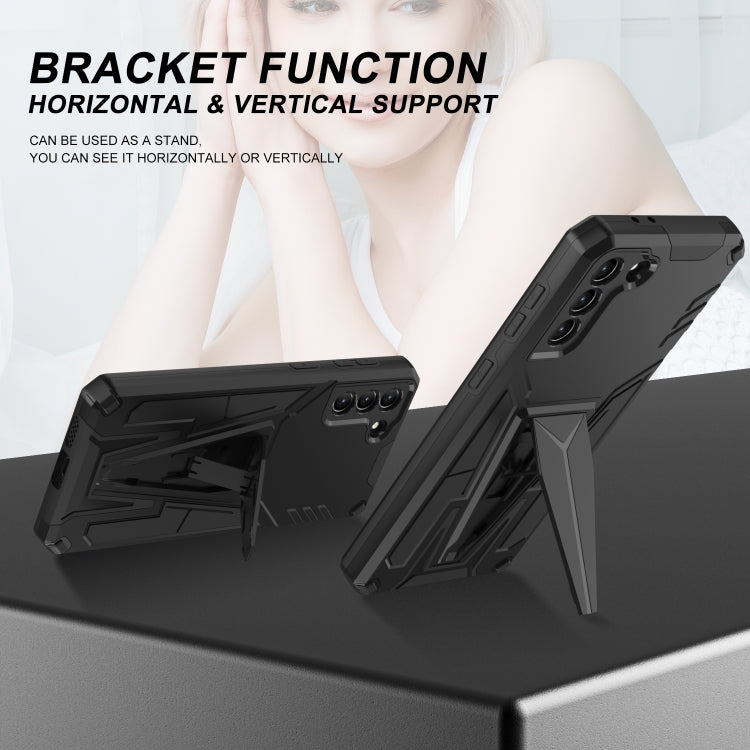 For Samsung Galaxy S21 5G Super V Armor PC + TPU Shockproof Case with Invisible Holder