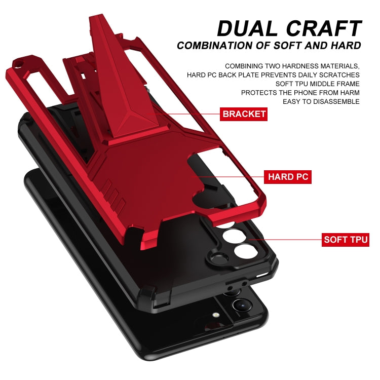 For Samsung Galaxy S21 5G Super V Armor PC + TPU Shockproof Case with Invisible Holder