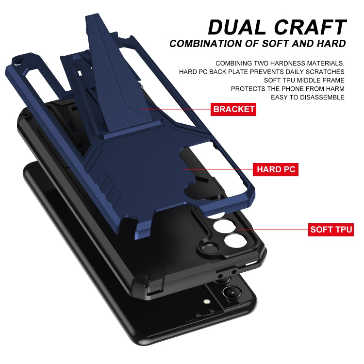 For Samsung Galaxy S21 5G Super V Armor PC + TPU Shockproof Case with Invisible Holder