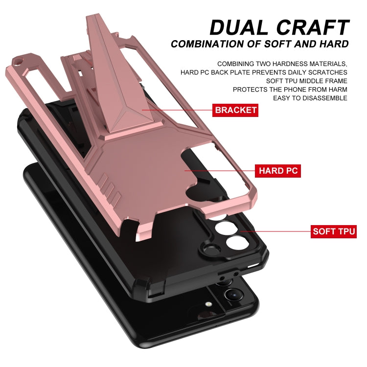 For Samsung Galaxy S21 5G Super V Armor PC + TPU Shockproof Case with Invisible Holder