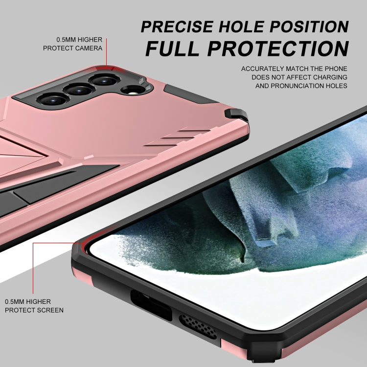For Samsung Galaxy S21 5G Super V Armor PC + TPU Shockproof Case with Invisible Holder
