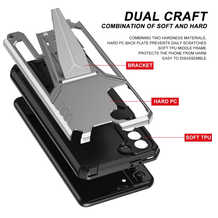 For Samsung Galaxy S21 5G Super V Armor PC + TPU Shockproof Case with Invisible Holder