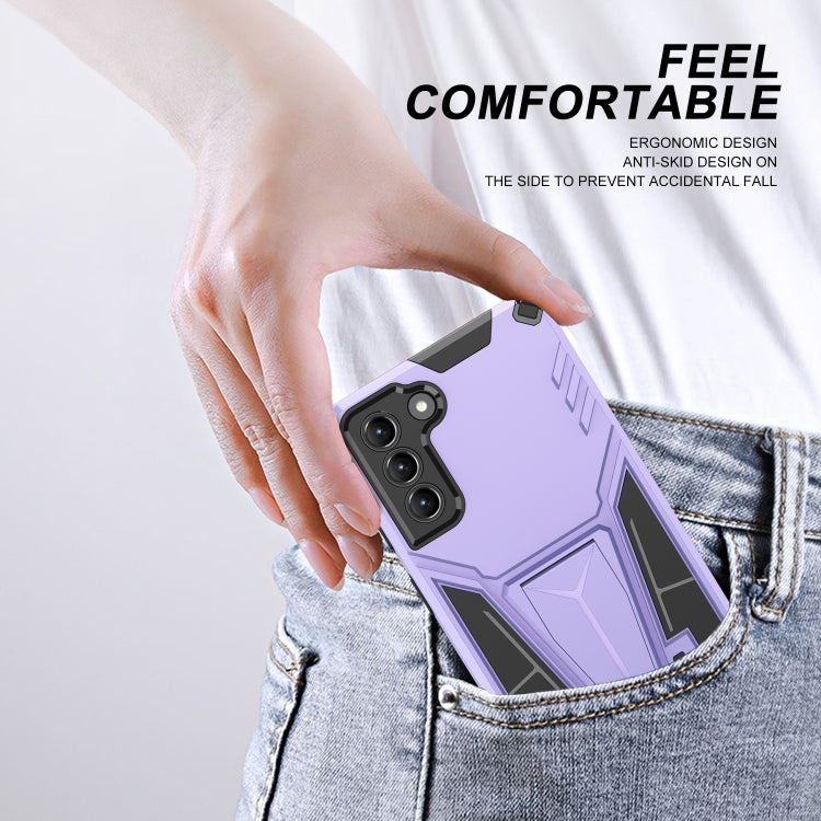 For Samsung Galaxy S21 5G Super V Armor PC + TPU Shockproof Case with Invisible Holder