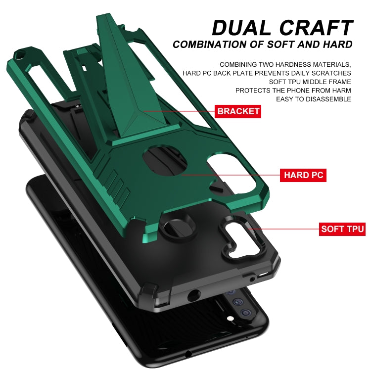 For Samsung Galaxy A11 US Version Super V Armor PC + TPU Shockproof Case with Invisible Holder