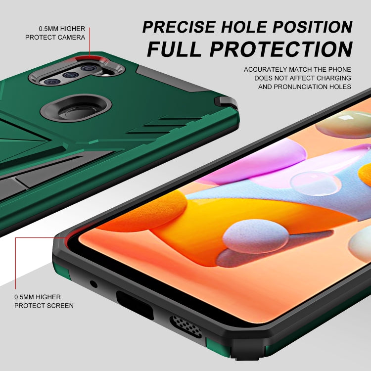 For Samsung Galaxy A11 US Version Super V Armor PC + TPU Shockproof Case with Invisible Holder
