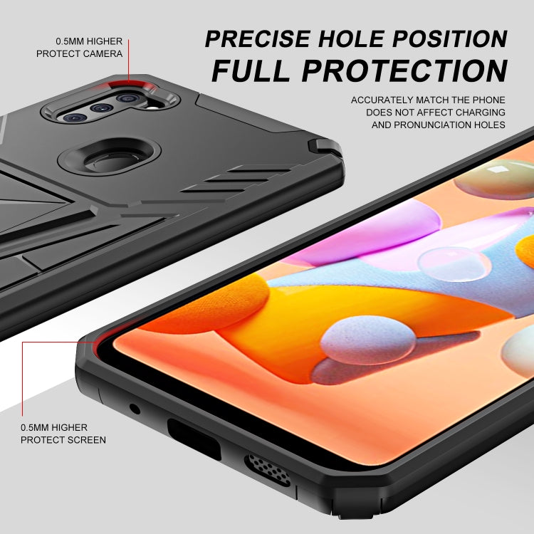 For Samsung Galaxy A11 US Version Super V Armor PC + TPU Shockproof Case with Invisible Holder