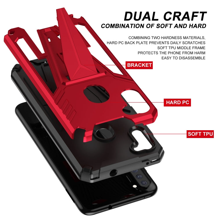 For Samsung Galaxy A11 US Version Super V Armor PC + TPU Shockproof Case with Invisible Holder