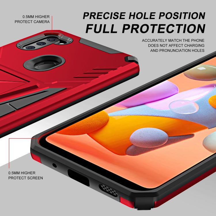 For Samsung Galaxy A11 US Version Super V Armor PC + TPU Shockproof Case with Invisible Holder