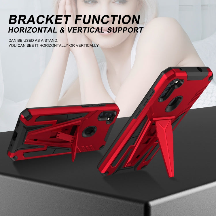 For Samsung Galaxy A11 US Version Super V Armor PC + TPU Shockproof Case with Invisible Holder