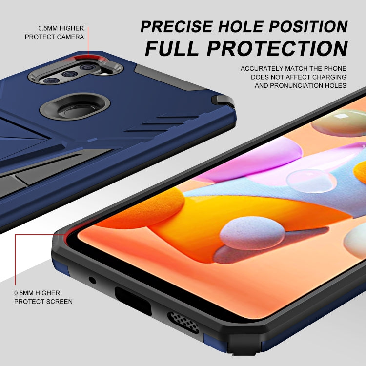 For Samsung Galaxy A11 US Version Super V Armor PC + TPU Shockproof Case with Invisible Holder