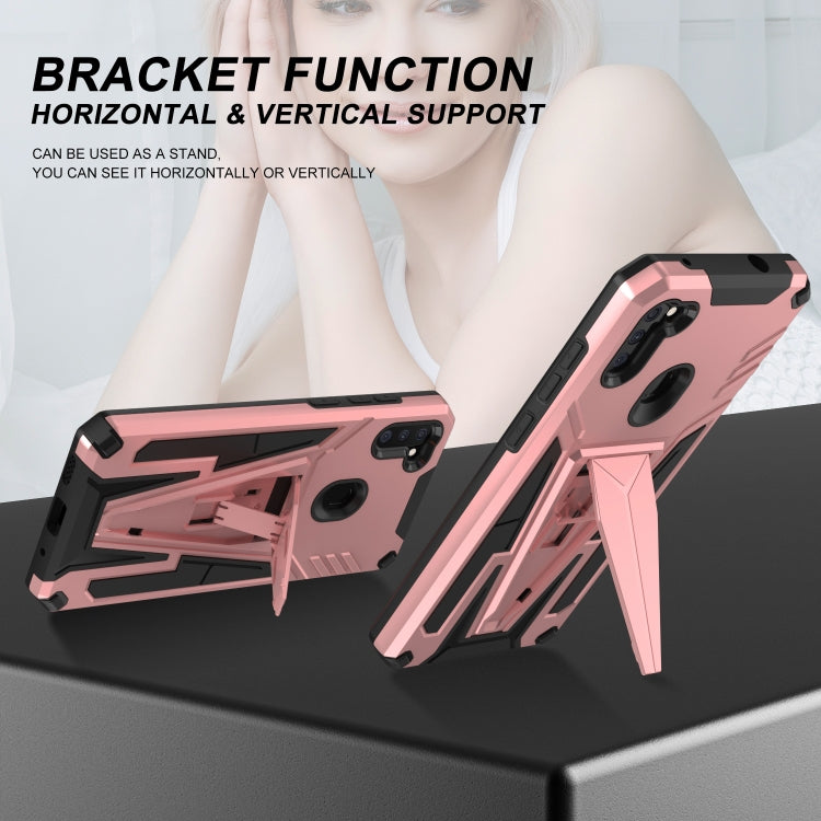 For Samsung Galaxy A11 US Version Super V Armor PC + TPU Shockproof Case with Invisible Holder