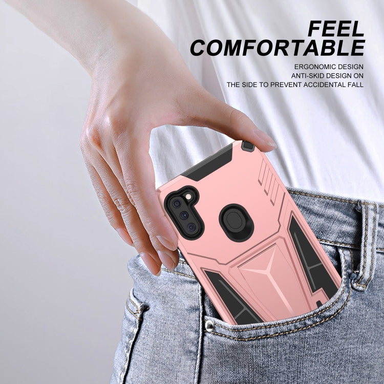 For Samsung Galaxy A11 US Version Super V Armor PC + TPU Shockproof Case with Invisible Holder