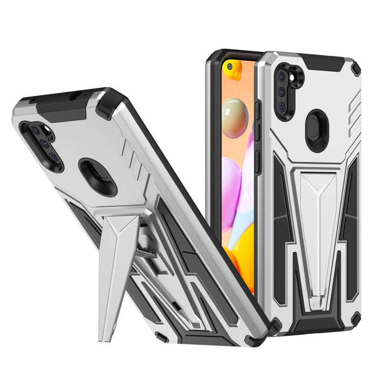 For Samsung Galaxy A11 US Version Super V Armor PC + TPU Shockproof Case with Invisible Holder