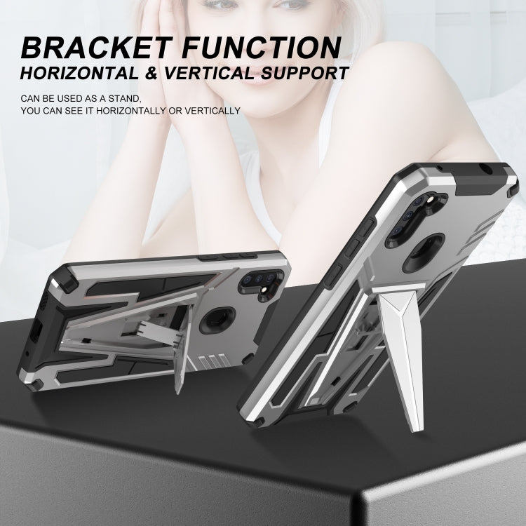 For Samsung Galaxy A11 US Version Super V Armor PC + TPU Shockproof Case with Invisible Holder