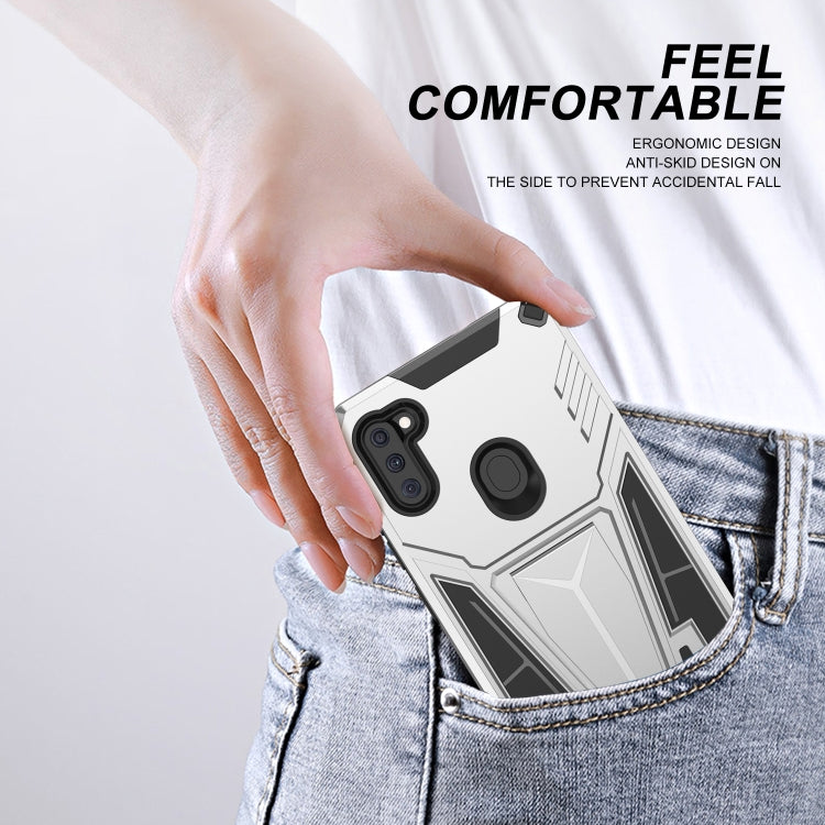For Samsung Galaxy A11 US Version Super V Armor PC + TPU Shockproof Case with Invisible Holder