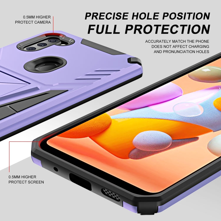 For Samsung Galaxy A11 US Version Super V Armor PC + TPU Shockproof Case with Invisible Holder