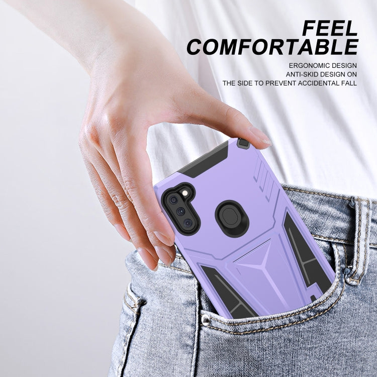 For Samsung Galaxy A11 US Version Super V Armor PC + TPU Shockproof Case with Invisible Holder