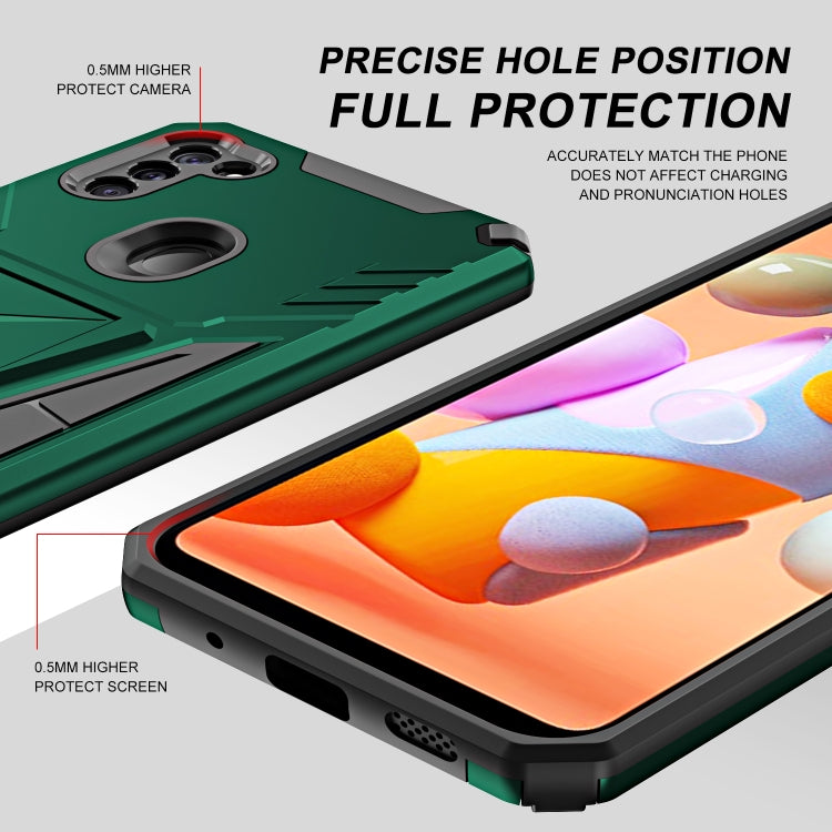 For Samsung Galaxy A11 EU Version Super V Armor PC + TPU Shockproof Case with Invisible Holder
