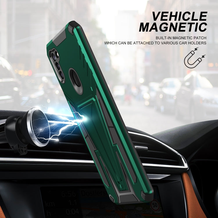 For Samsung Galaxy A11 EU Version Super V Armor PC + TPU Shockproof Case with Invisible Holder