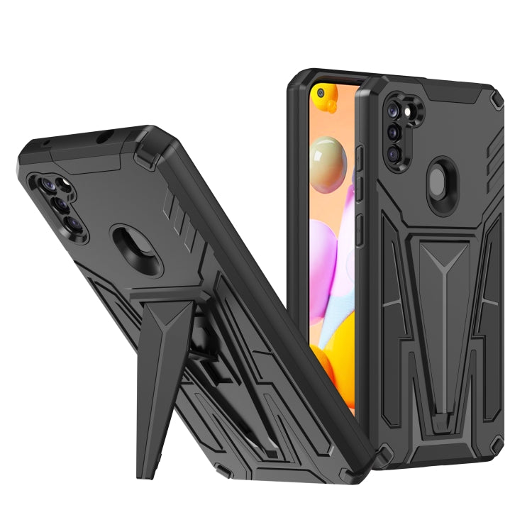 For Samsung Galaxy A11 EU Version Super V Armor PC + TPU Shockproof Case with Invisible Holder