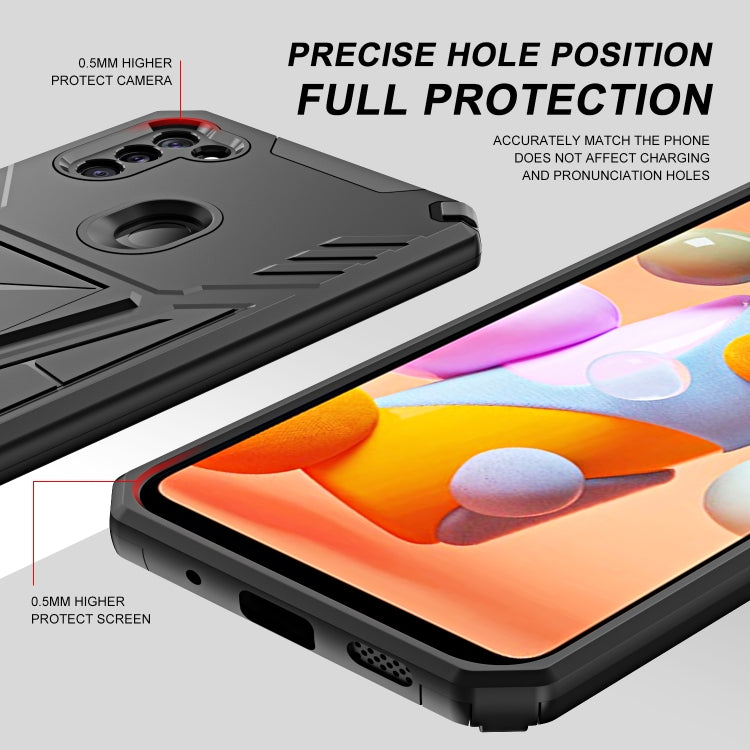 For Samsung Galaxy A11 EU Version Super V Armor PC + TPU Shockproof Case with Invisible Holder